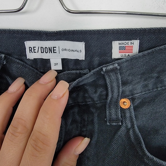 Redone High Rise Distressed Jean Washed Black Rip Size 27 - Picture 9 of 9